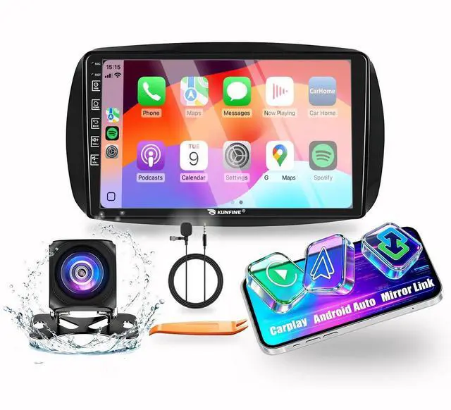 Main image of for Benz Smart Fortwo 453 2015-2020 Car CarPlay Android Auto Navigation Stereo GPS Radio Reverse Camera Display 9" IPS Touchscreen Headunit Tablet Pad Media Player Quad Core 2G+64G