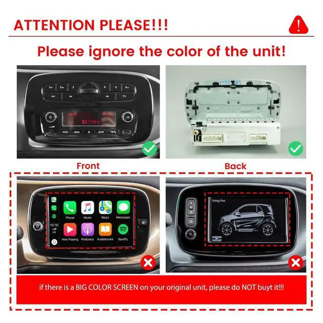 Alt view image 2 of 7 - for Benz Smart Fortwo 453 2015-2020 Car CarPlay Android Auto Navigation Stereo GPS Radio Reverse Camera Display 9" IPS Touchscreen Headunit Tablet Pad Media Player Quad Core 2G+64G