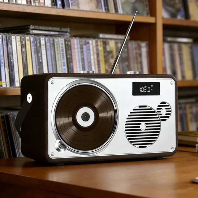 Alt view image 7 of 7 - LP-103 Portable HiFi CD Player with Bluetooth Speaker FM Radio USB | Retro Leather Premium Stereo System for Home/Outside, Rechargeable Battery, AUX, DSP-Tech, Remote Control