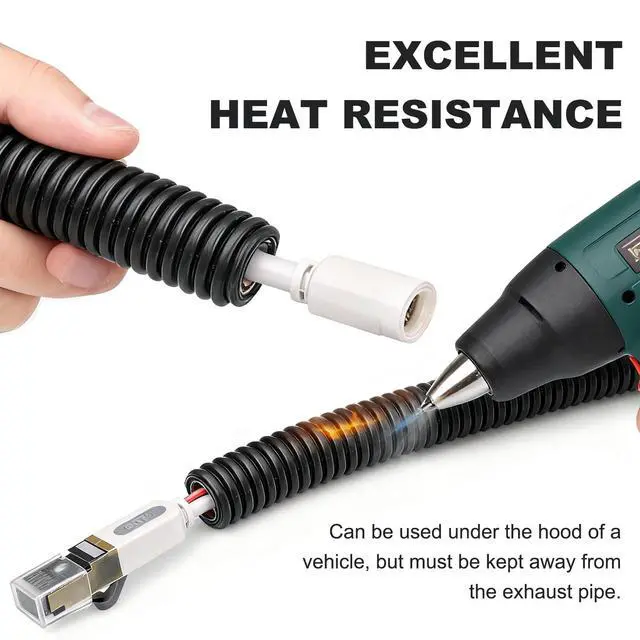 Alt view image 4 of 7 - 120ft 1/2 inch Split Wire Loom Tubing Kit with 2 Clamps - Flexible Abrasion Resistant Conduit for Automotive, Mechanical Cable Protection