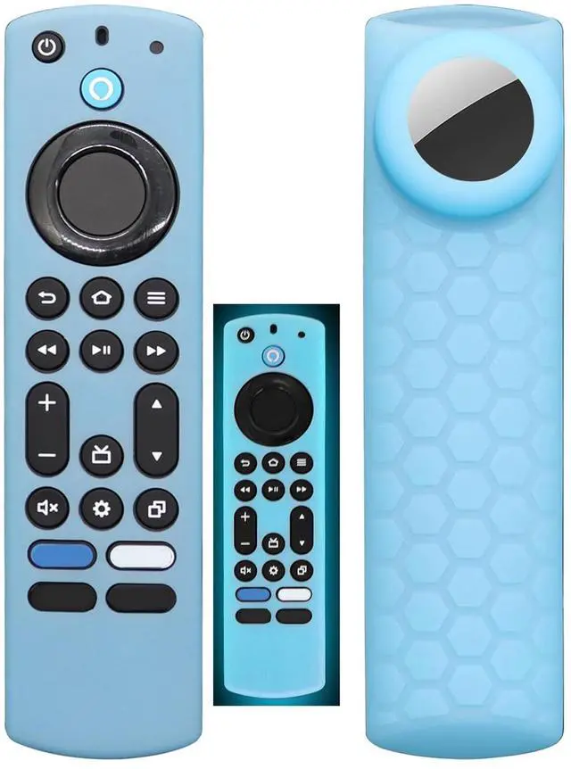 Main image of CT-RC1US-21 Remote Cover with Hole for Airtag and Tile Sticker (Glow in The Dark) Compatible for NS-RCFNA-21 Insignia/Toshiba Fir tv Remote,for TV Omni Series and 4-Series (Glow Blue)