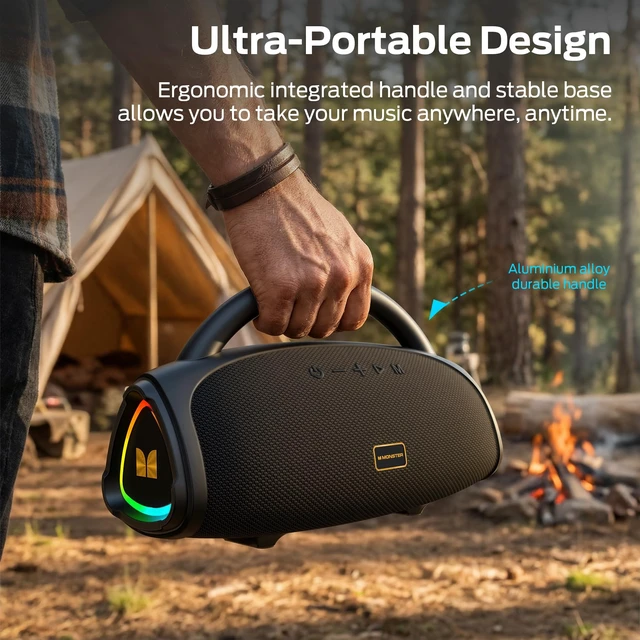 Alt view image 2 of 7 - Prism Pro Bluetooth Speaker Portable Wireless 60W RGB | Portable aluminum alloy handle; 24H battery; TWS 120W stereo; AUX USB TF-card; outdoor beach travel party