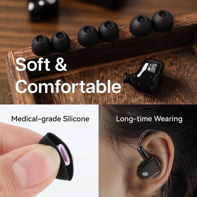 Alt view image 5 of 7 - Kiwi Ears Flex Earbud Tips, Replacement Silicone IEM Tips, 3 Pairs, S/M/L Size, for KZ ZS10 Pro 2, SuperMix 4,Hype4,Orchestra Lite, Cadenza Wired/Wireless EarphonesRandom Colors