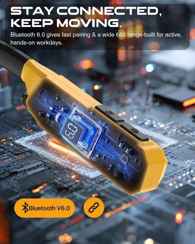 Alt view image 7 of 7 - Neckband Bluetooth Headphones, 2-in-1 Around The Neck Work Headphones-OSHA Approved Earbuds w/Built-in Speakers,ENC,100+Hrs Playtime,4 EQ Modes for Bluetooth Hearing Protection Mowing Safety