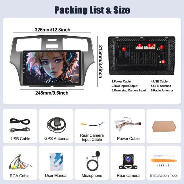 Alt view image 3 of 7 - Android Car Stereo for Lexus ES250 ES300 ES330 2001-2006 with Carplay Android Auto Mirror Link 9 inch Touchscreen with GPS Navigation WiFi 26UI Bluetooth FM Backup Camera