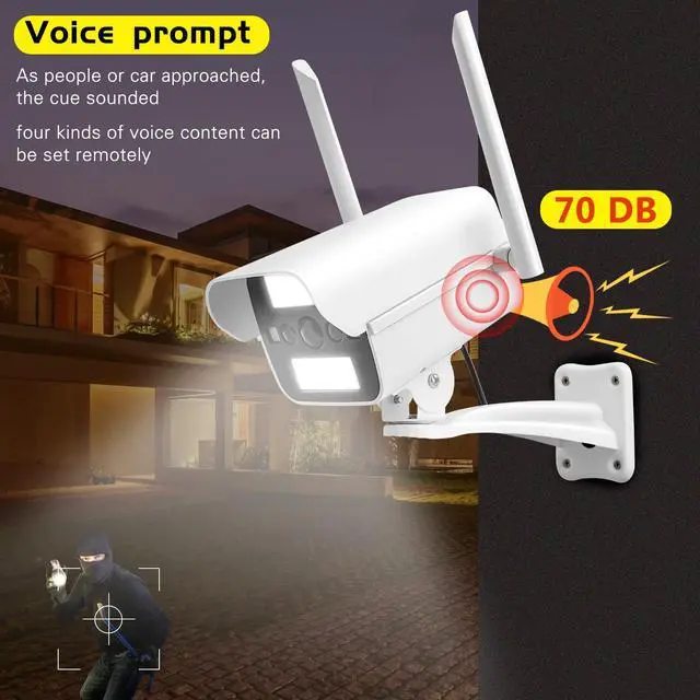 Alt view image 2 of 6 - Solar Fake Security Camera with Motion Sensor Light&Audio& Sound&Doorbell for Outdoor, Decoy Simulated Dummy Surveillance Cameras for Outside, IP54, Warning Sticker Included (Solar+Battery)