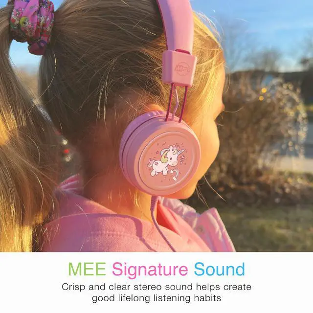 Alt view image 7 of 7 - KidJamz KJ55 Wired Childrens Headphones with 3.5mm Plug, Colorful Graphics, Volume Limiter & Microphone, Adjustable On-Ear Kids Headset for Online Learning/School/Travel/Tablet (Pink)