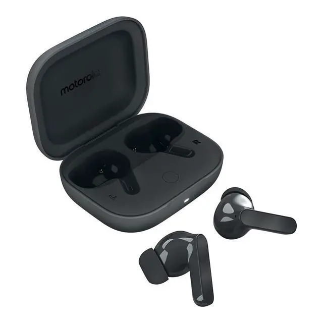 Alt view image 3 of 7 - Moto Buds Bass XT2443-1 Dynamic ANC, Triple Microphone Array, Bluetooth 5.3, IP54 Water & Dust Resistant, Dolby Atmos Audio (Pantone Dark Shadow)