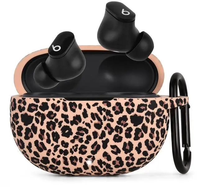 Main image of Case for Beats Studio Buds/Beats Studio Buds Plus Case Cover 2021/2023 Silicone Floral Printed Protective Beats Studio Buds Earbuds Headphones Case Cover Skin with Keychain (Khaki/Leopard)