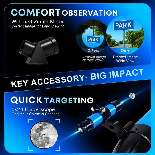 Alt view image 4 of 7 - Telescope for Adults & Kids, 80mm Aperture 600mm High Powered Telescope for Astronomy Beginners - Refractor Telescopes with AZ Tripod, Phone Adapter and Portable Bag for Moon Observation