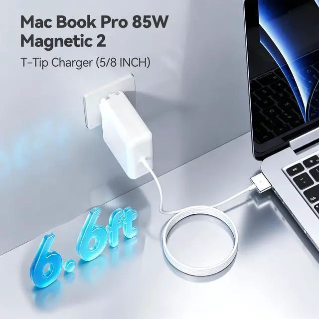 Alt view image 6 of 7 - MacBook Pro Charger - 85W Replacement AC 85W T-Type Interface Power Adapter Mag 2. Laptop Charger, Compatible with MacBook Pro and MacBook Pro 13-inch - 15-inch (2012-2017 Models)