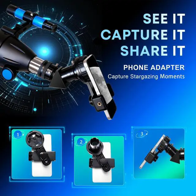 Alt view image 5 of 7 - Telescope for Adults & Kids, 80mm Aperture 600mm High Powered Telescope for Astronomy Beginners - Refractor Telescopes with AZ Tripod, Phone Adapter and Portable Bag for Moon Observation