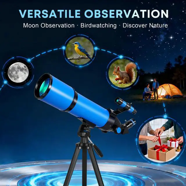 Alt view image 7 of 7 - Telescope for Adults & Kids, 80mm Aperture 600mm High Powered Telescope for Astronomy Beginners - Refractor Telescopes with AZ Tripod, Phone Adapter and Portable Bag for Moon Observation