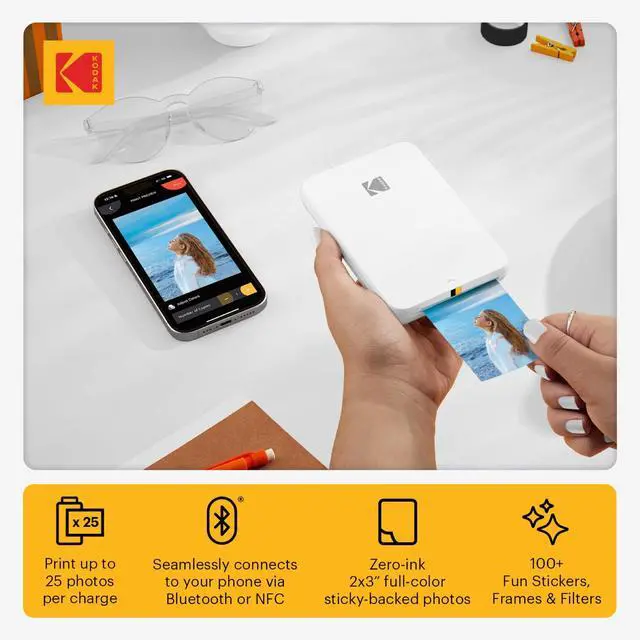 Alt view image 3 of 7 - Step Slim Instant Smartphone Photo Printer - Portable Sleek Color Wireless Mobile Printer - Zink 2x3 Sticky-Back Photos - Print from iOS & Android Devices with Bluetooth w/the Fun App - White