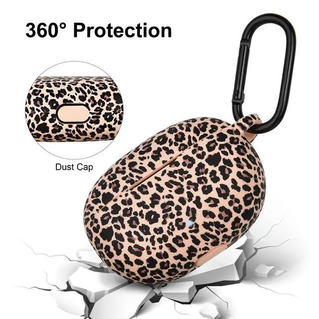 Alt view image 3 of 7 - Case for Beats Studio Buds/Beats Studio Buds Plus Case Cover 2021/2023 Silicone Floral Printed Protective Beats Studio Buds Earbuds Headphones Case Cover Skin with Keychain (Khaki/Leopard)