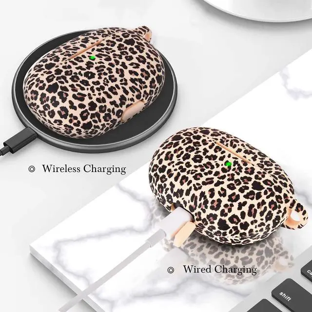 Alt view image 5 of 7 - Case for Beats Studio Buds/Beats Studio Buds Plus Case Cover 2021/2023 Silicone Floral Printed Protective Beats Studio Buds Earbuds Headphones Case Cover Skin with Keychain (Khaki/Leopard)