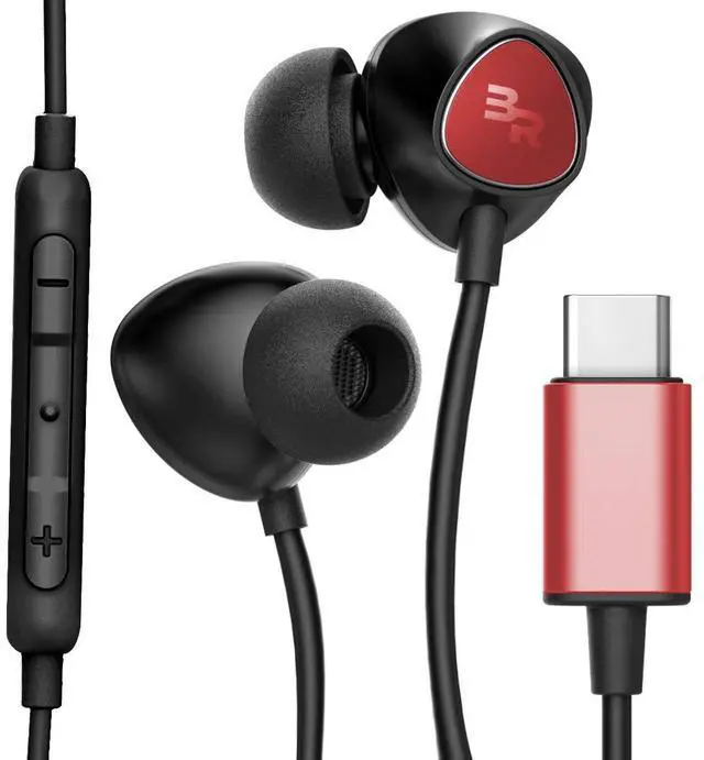 Main image of Thore USB Type C Earbuds | in Ear Wired Headphones with Microphone Remote | for S21 / S22 / S23 / S24 / S25 Ultra, Pixel 4/5 XL/6/6a/7/8 Pro, iPad Pro - Red