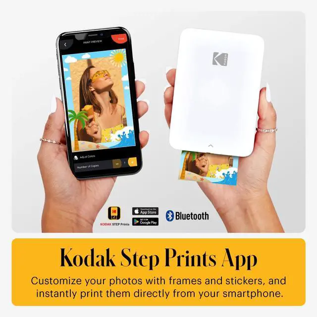Alt view image 5 of 7 - Step Slim Instant Smartphone Photo Printer - Portable Sleek Color Wireless Mobile Printer - Zink 2x3 Sticky-Back Photos - Print from iOS & Android Devices with Bluetooth w/the Fun App - White