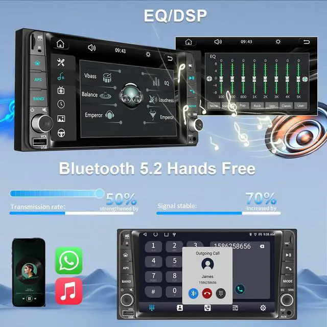 Alt view image 7 of 7 - Plug&Play Car Radio for Toyota 4Runner 2003-2009,for Tundra 2003-2006, for Sequoia 2003-20077 Inch IPS Touch Screen with Wireless CarPlay&Android Auto&Mirror Link Bluetooth AM/FM Backup Camera