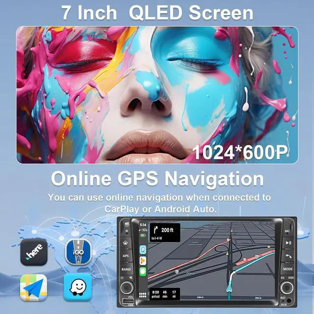 Alt view image 5 of 7 - Plug&Play Car Radio for Toyota 4Runner 2003-2009,for Tundra 2003-2006, for Sequoia 2003-20077 Inch IPS Touch Screen with Wireless CarPlay&Android Auto&Mirror Link Bluetooth AM/FM Backup Camera