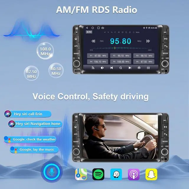 Alt view image 6 of 7 - Plug&Play Car Radio for Toyota 4Runner 2003-2009,for Tundra 2003-2006, for Sequoia 2003-20077 Inch IPS Touch Screen with Wireless CarPlay&Android Auto&Mirror Link Bluetooth AM/FM Backup Camera