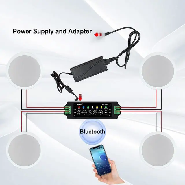 Alt view image 2 of 6 - 6.5'' 640Watts 2-Way Bluetooth Ceiling Speakers Package Great for Home Theater System, Living Room,Office,Flush Mount Wired(4 Speakers)