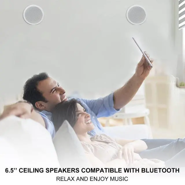 Alt view image 5 of 6 - 6.5'' 640Watts 2-Way Bluetooth Ceiling Speakers Package Great for Home Theater System, Living Room,Office,Flush Mount Wired(4 Speakers)
