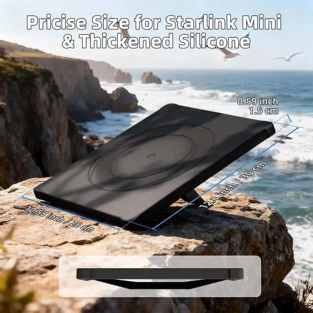 Alt view image 5 of 6 - Starlink Mini Cover, Starlink Mini Protective Cover Liquid Silicone Sleeve Accessories for Camping Outdoor Protector from Scratching Hailstone Black