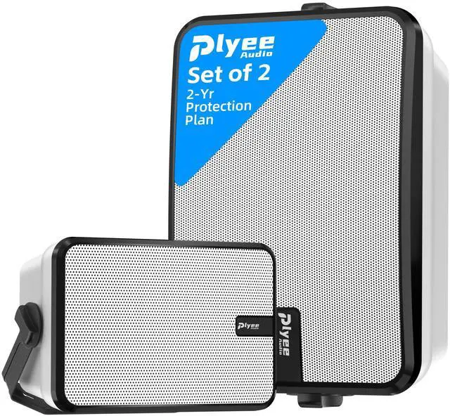 Main image of 600W Outdoor Bluetooth Speakers, Wireless Sync Between Speakers, Powerful Bass, Wall Mount for Patio, Porch, Gazebo, Garage, 2-Pack, White(MZ-658)