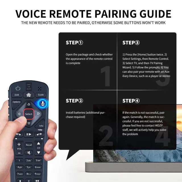 Alt view image 4 of 7 - Remote Control for Dish Network Upgraded 54 Series 54.0 54.1 54.2 54.3 UHF | Compatible with The Hopper, Wally, Joey Receivers, with Voice Search Function