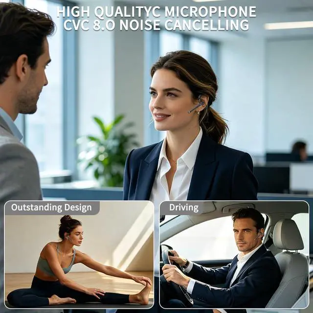 Alt view image 2 of 7 - Bluetooth Headset with USB Type C 270 Degrees Rotatable Microphone for Truck Driver Bussiness and Travel