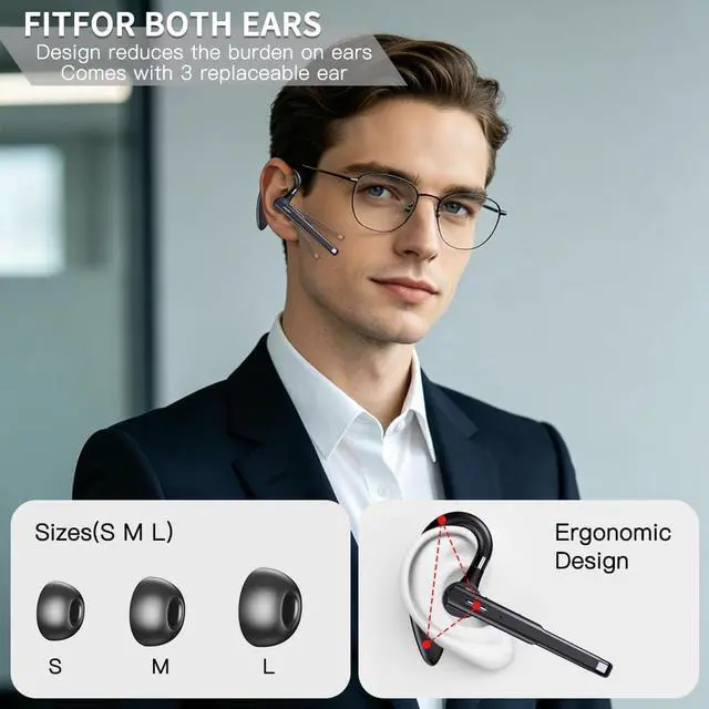 Alt view image 4 of 7 - Bluetooth Headset with USB Type C 270 Degrees Rotatable Microphone for Truck Driver Bussiness and Travel
