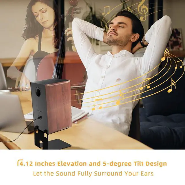 Alt view image 2 of 7 - Desktop Speaker Stands,Metal with Vibration Pads,30 Lbs,Black | Desktop Stands with Vibration-Absorbing Pads and 7° Incline.Supports Up to 30 lbs.Fits Bookshelf and Studio Monitors.1 pair