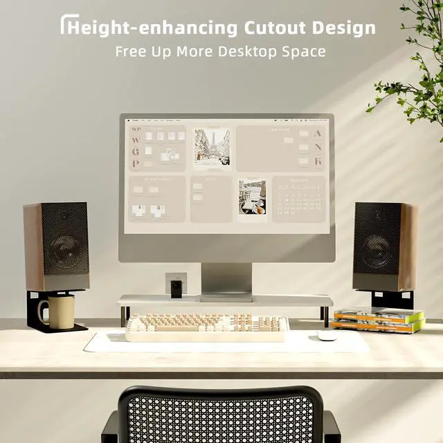 Alt view image 3 of 7 - Desktop Speaker Stands,Metal with Vibration Pads,30 Lbs,Black | Desktop Stands with Vibration-Absorbing Pads and 7° Incline.Supports Up to 30 lbs.Fits Bookshelf and Studio Monitors.1 pair