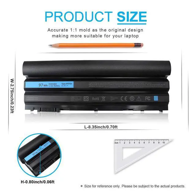 Alt view image 3 of 7 - 9 Cell 97Wh M5Y0X T54FJ Laptop Battery Compatible with Dell Latitude E6420 E6430 E6520 E6530 E6440 E5420 E5520 E5530 E5430 8858X T54F3 312-1325 2P2MJ PRV1Y HCJWT 7FJ92 312-1165 911MD NHXVW 11.1V New