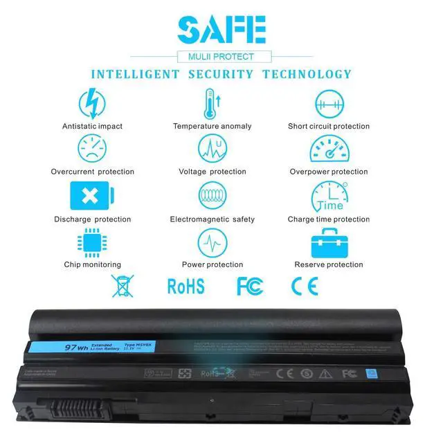Alt view image 6 of 7 - 9 Cell 97Wh M5Y0X T54FJ Laptop Battery Compatible with Dell Latitude E6420 E6430 E6520 E6530 E6440 E5420 E5520 E5530 E5430 8858X T54F3 312-1325 2P2MJ PRV1Y HCJWT 7FJ92 312-1165 911MD NHXVW 11.1V New