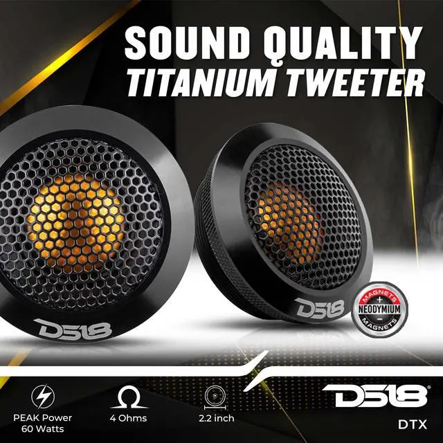 Alt view image 2 of 7 - DTX 2.2 Inches Titanium Dome Tweeter with Aluminum Body - Sound Quality 60 Watts Peak 4 OHMS Neodymium Magnet (2 Speakers)