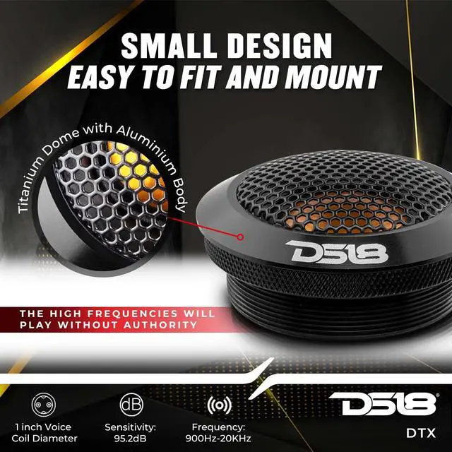 Alt view image 3 of 7 - DTX 2.2 Inches Titanium Dome Tweeter with Aluminum Body - Sound Quality 60 Watts Peak 4 OHMS Neodymium Magnet (2 Speakers)