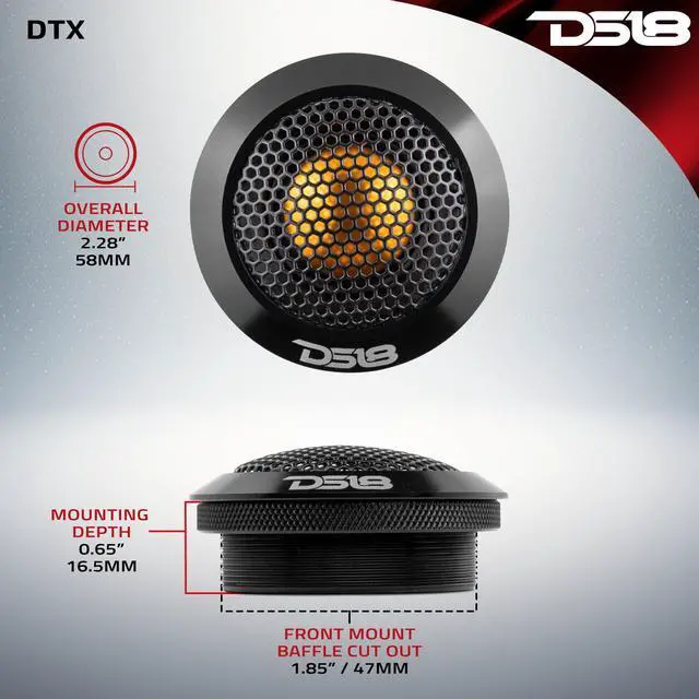 Alt view image 5 of 7 - DTX 2.2 Inches Titanium Dome Tweeter with Aluminum Body - Sound Quality 60 Watts Peak 4 OHMS Neodymium Magnet (2 Speakers)