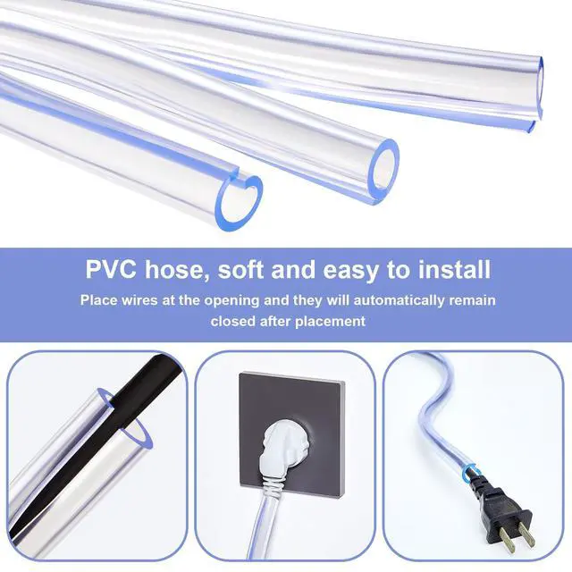 Alt view image 4 of 7 - 30 ft Cord Protector for Dogs and Cats, Flexible Cord Protectors from Pets No Chew, 2 mm Thick 1/2 Inch Diameter PVC Electric Wire Cover Cords Protector for USB, Charger Audio, TV Wires(Clear)