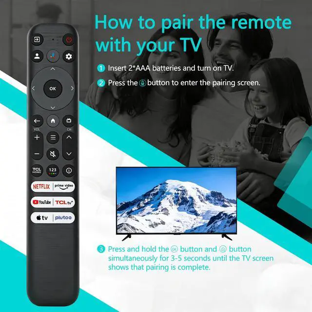 Alt view image 3 of 7 - RC813 Remote Control Compatible with TCL FHD HDR LED QLED 4K UHD Smart TV S3/S4/S5/Q5/Q6/Q7/QM7/QM8 Series Replacement Remote Control for TCL Google TV