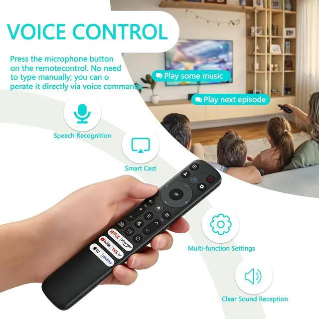 Alt view image 7 of 7 - RC813 Remote Control Compatible with TCL FHD HDR LED QLED 4K UHD Smart TV S3/S4/S5/Q5/Q6/Q7/QM7/QM8 Series Replacement Remote Control for TCL Google TV