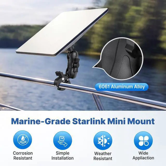 Alt view image 2 of 7 - for Starlink Mini Mount 2026/2025 New Upgraded and 2024 Pipe Adapter | Starlink Mini Clamp Mount for Car, RV, Yacht, Pole, Roof Rack, Camper, Universal Pipe Adapters & 1.5" Bigger Ball Head