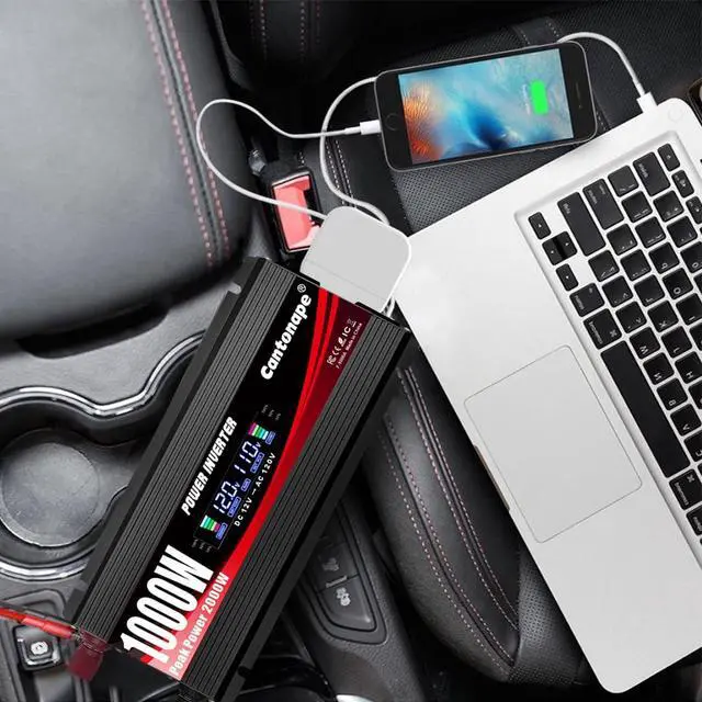 Alt view image 7 of 7 - 1000W Car Power Inverter DC 12V to 110V/120V AC Converter | with LCD Display 2 AC Outlets, 3.0A USB and Type-C Car Inverter for RV Camping Laptop Truck Vehicle