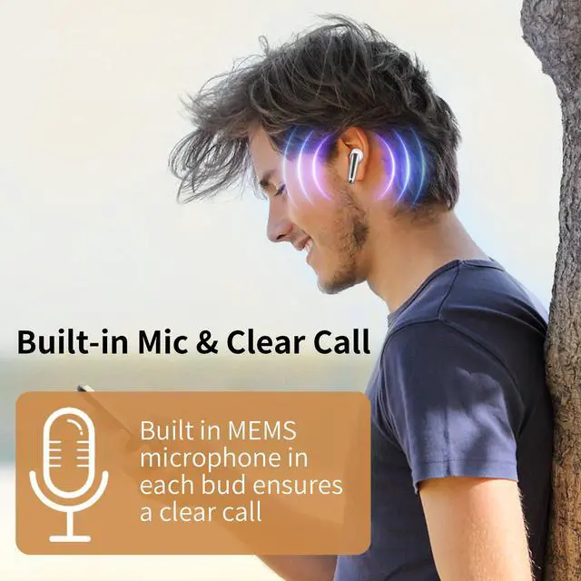 Alt view image 5 of 7 - N-Lite 203 AirLinks Wireless Earbuds, Bluetooth 5.3 Headphones HiFi Stereo, Wireless Earphones with HD Clear Call, 30H Playback, Touch Control, Type-C Charging, IPX6 Waterproof in-Ear Earbuds