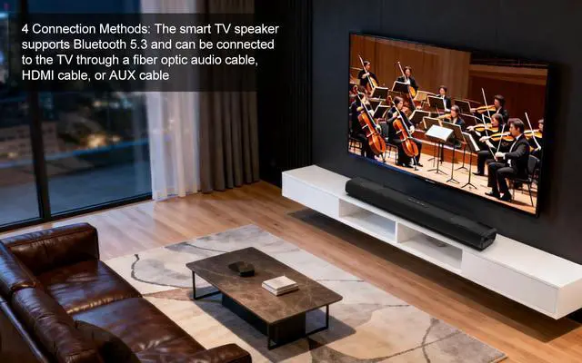 Alt view image 2 of 7 - 100W Sound Bar for Smart TV, 2.2 ch Soundbar with Bluetooth 5.3/ARC/Opt/AUX Connect, Surround Sound System for TV with 4 Speakers, Home Audio Surround Sound System for TV PC Projector