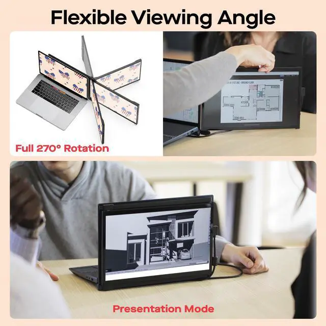 Alt view image 6 of 7 - Mobile Pixels New Duex Max DS 14.1'' FHD 1080p Laptop Screen Extender | USB Type-C/HDMI Ports, Portable Monitor for 14'' to 17 Inch Laptops, Coatible with macOS/Windows/Apple/Android/Switch