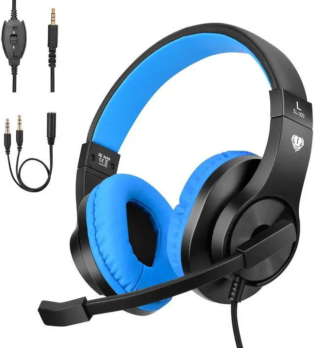 Main image of Kids Headphones, Over-Ear Girls Boys Gaming Headphones with Microphone and Volume Control for Kids Teens Online School, TravelBlue