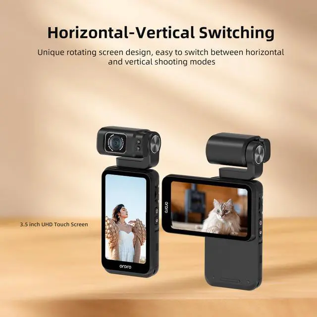 Alt view image 3 of 7 - M3 Pocket Camera, 4K 60FPS Handheld Video Camcorder | 5K & 3.5'' Rotatable IPS Screen| WiFi & Night Vision Camera for Vlogging | with 3250mAh Battery, 64G Card, Mini Bracket