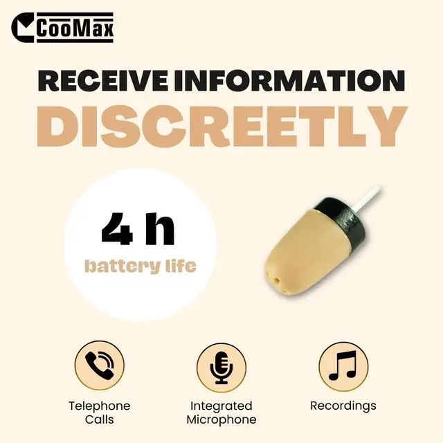 Alt view image 4 of 7 - Mini Hidden Spy Earphone Wireless Earpiece Headset Microphone Detection